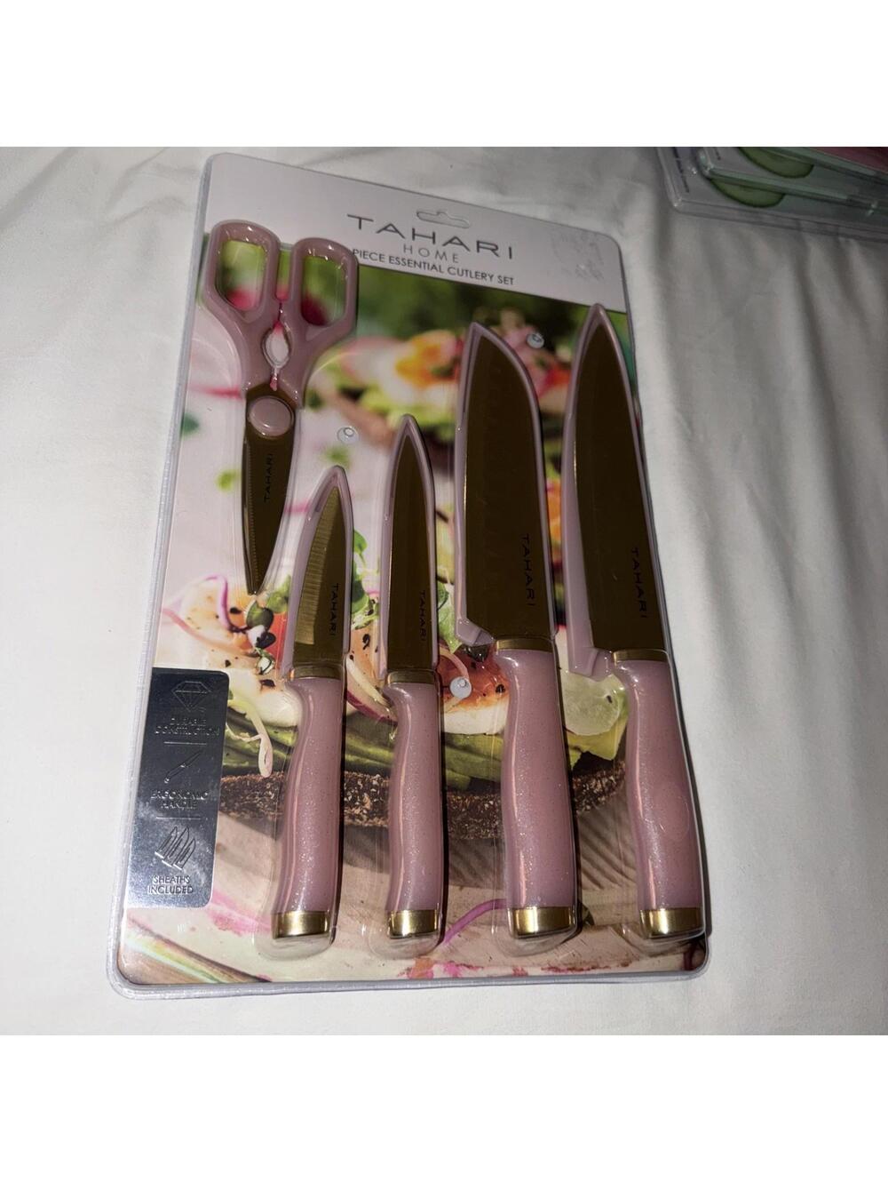 Pink & Gold  Knives Set 9 Piece Cutlery Set Tahari New